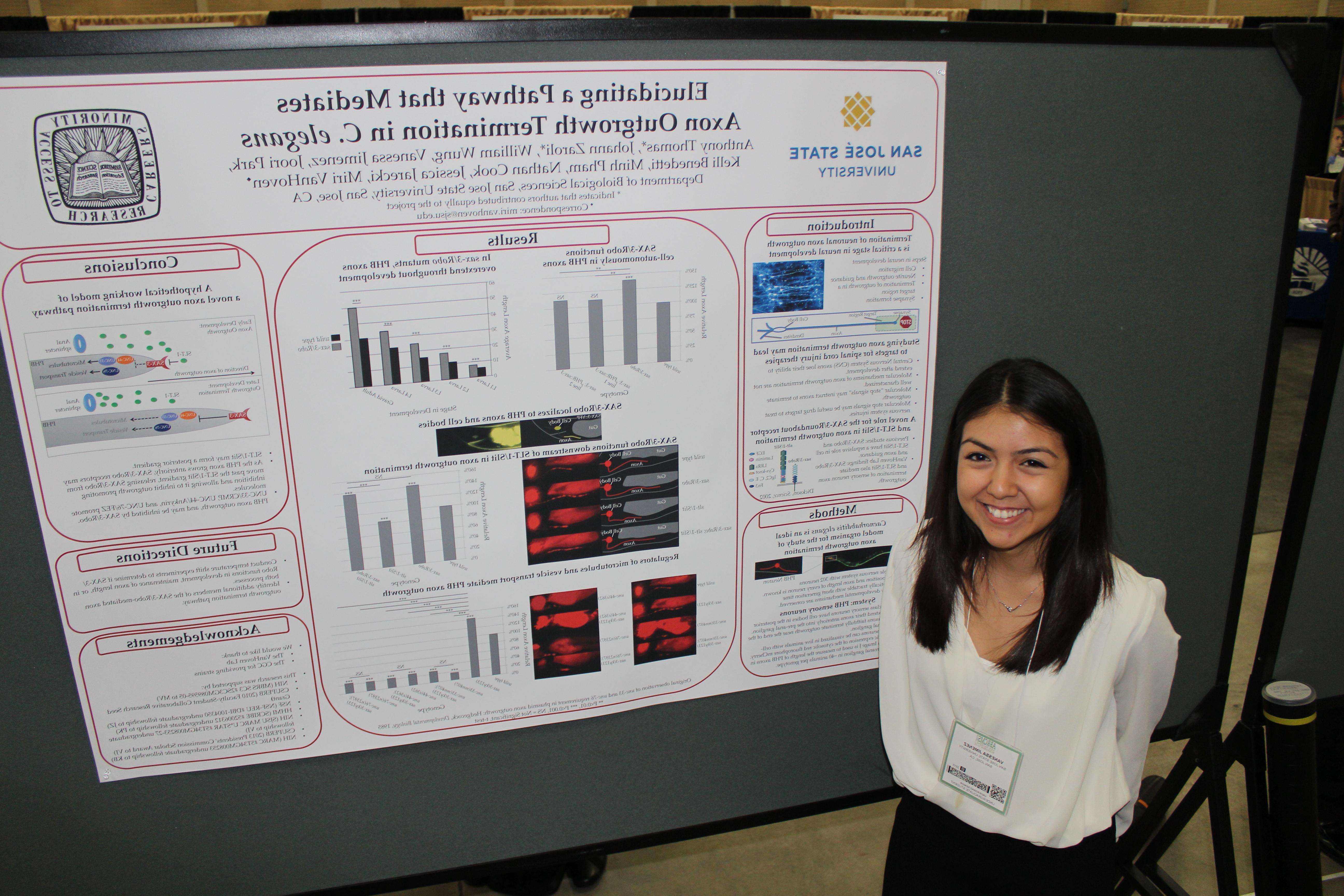 V Jimenez in front of her poster for ABRCMS.