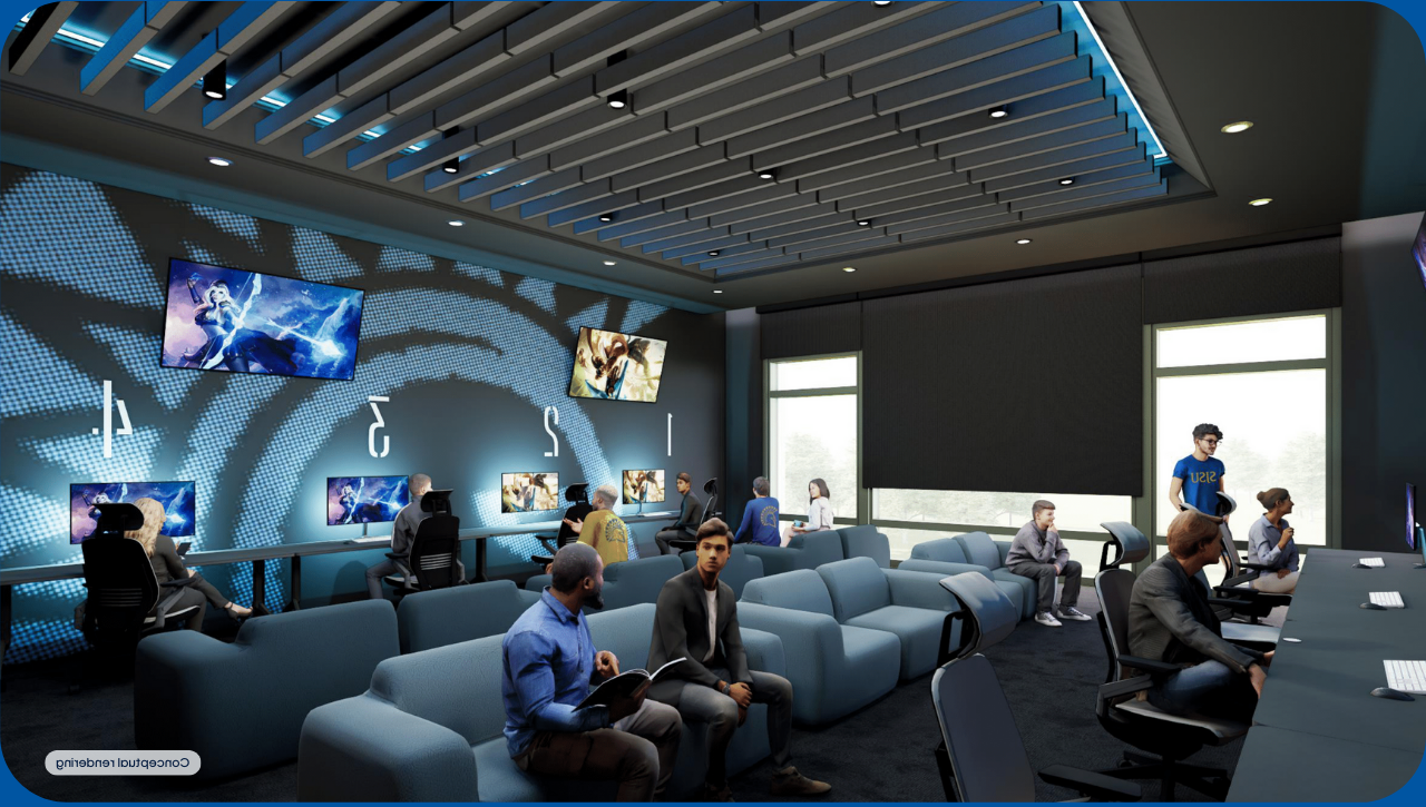 Gaming and entertainment room rendering concept