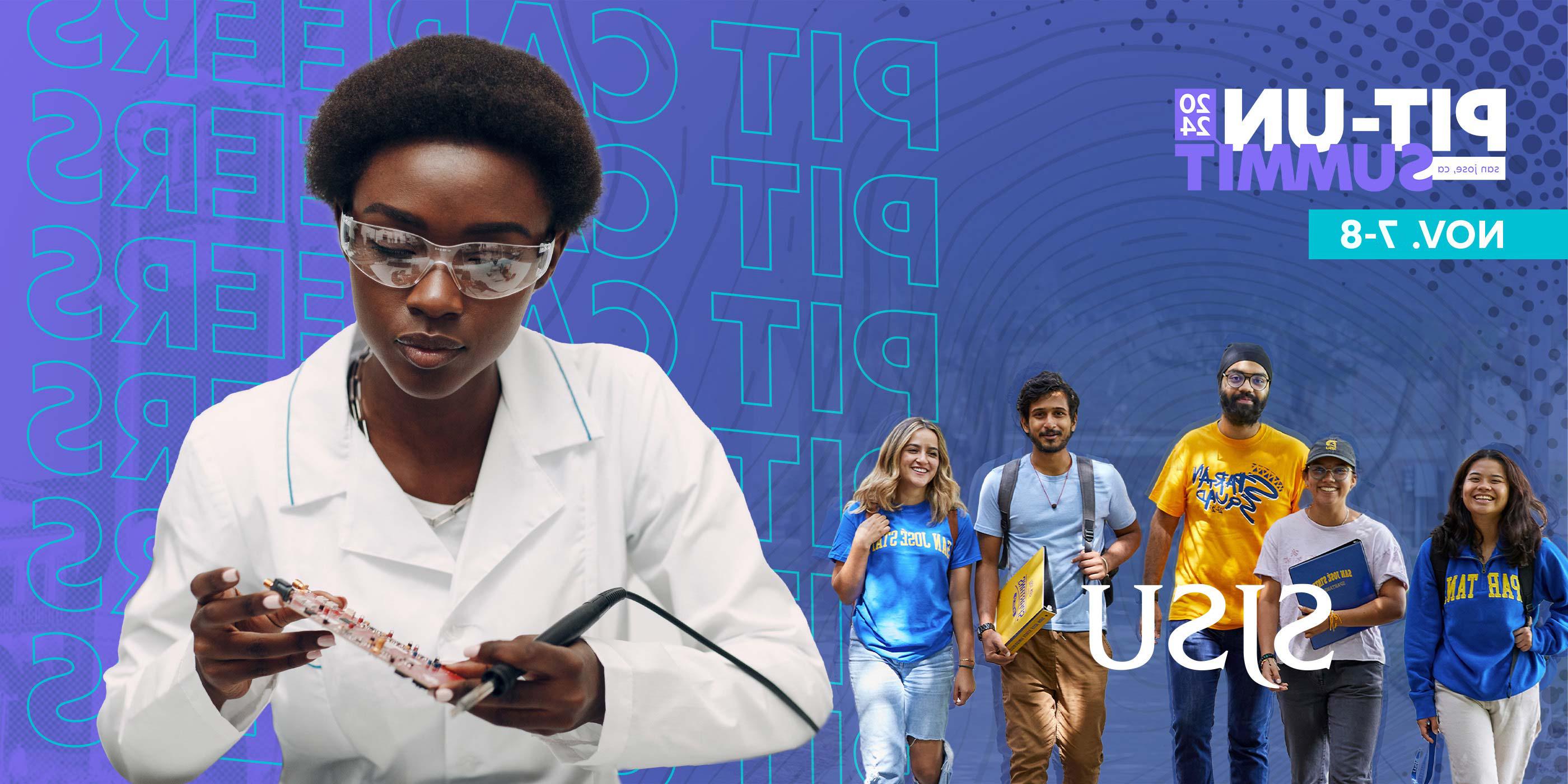 2025年11月，PIT-UN峰会. 6-8，学生穿着菠菜网lol正规平台的服装，一名学生穿着实验室工作服.
